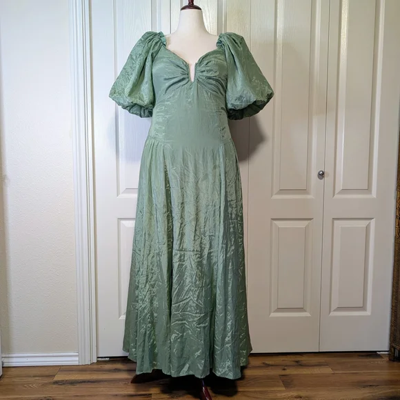 Abercrombie & Fitch Hardware Drama Puff Sleeve Dress | Lush Green | NWT | XL - Picture 2 of 8